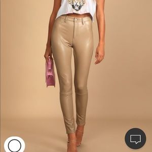 Beige vegan leather pants